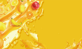 超市名片水果小清新黄色背景海报